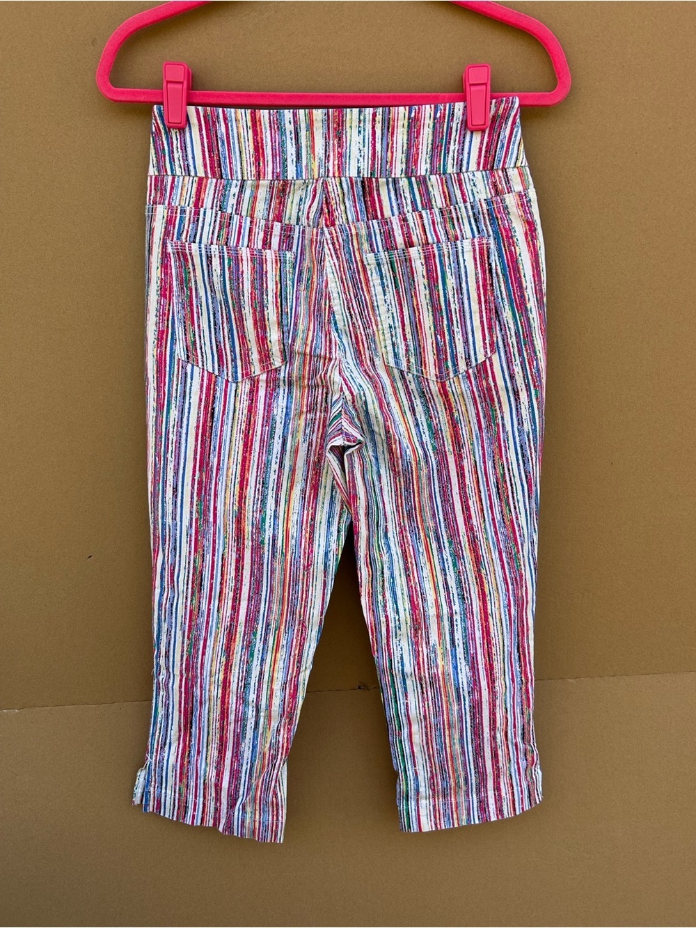 Westbounds Boho Eclectic Striped Pants Cropped Watercolor 6 Summer Vacation - Picture 2 of 8